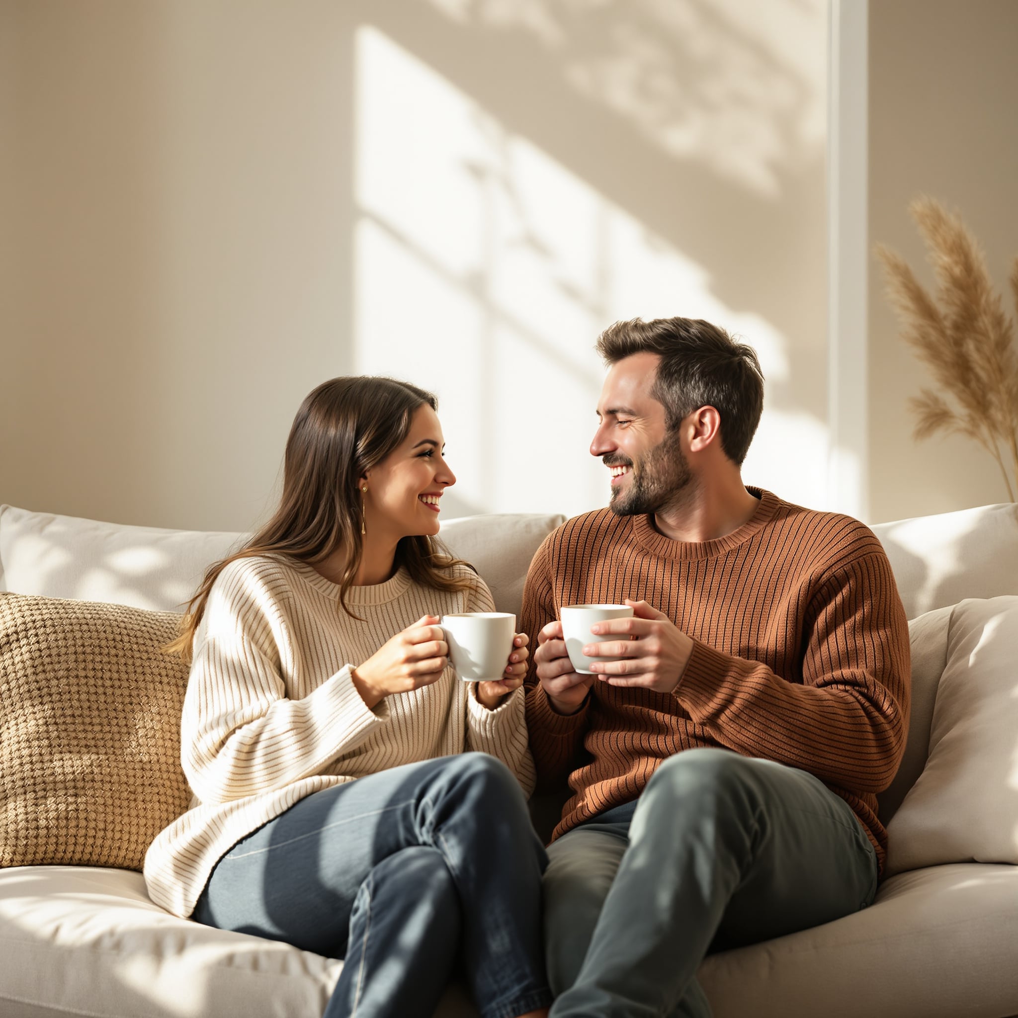 Couple cooking and laughing together